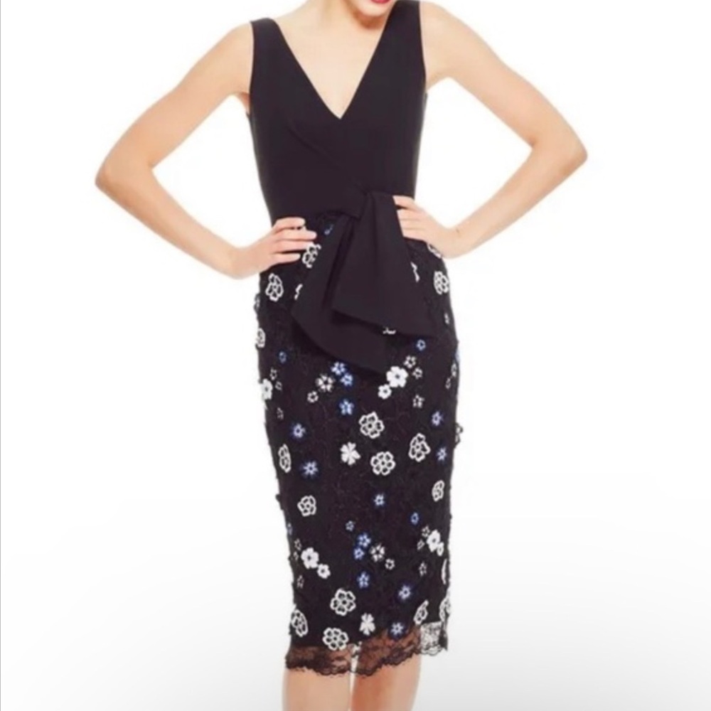 Lela Rose Floral Embroidered Pencil Skirt Size 10